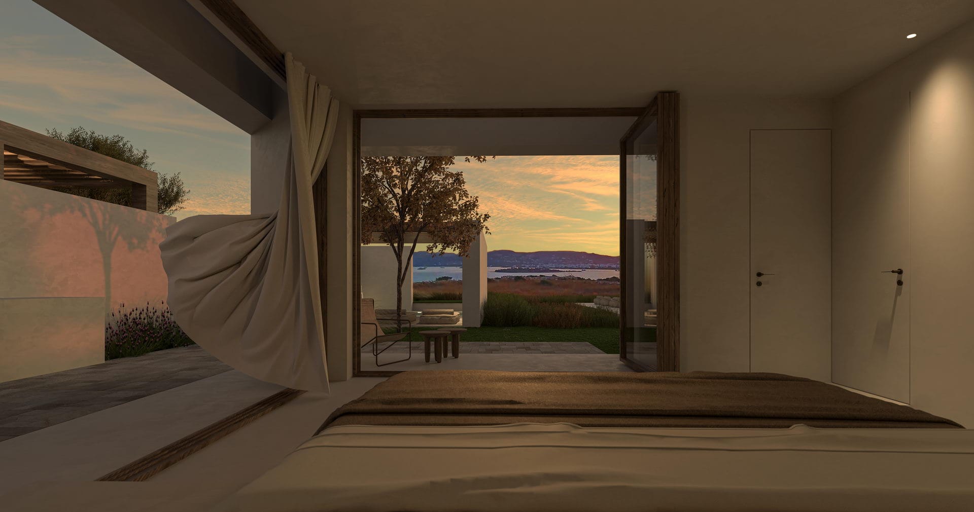 bed room with view sunset k1 8 28 2023
